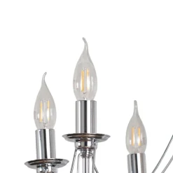 Domiluce Lysekrone Retro, 8 lyskilder 75 cm, krom