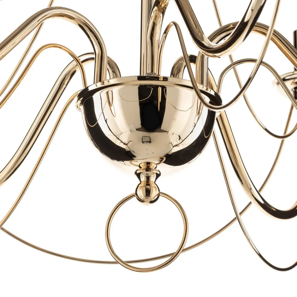 Domiluce Lysekrone Retro, femarmet 75 cm, guld