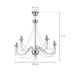 Domiluce Lysekrone Retro, femarmet 75 cm, krom
