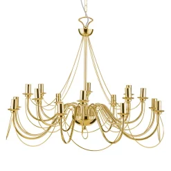 Domiluce Lysekrone Retro, 16-flammet, guld