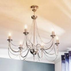 Domiluce Lysekrone Retro i sølv, 6 lyskilder 75 cm ophæng