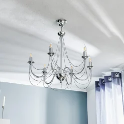 Domiluce Lysekrone Retro i sølv, 6 lyskilder 75 cm ophæng