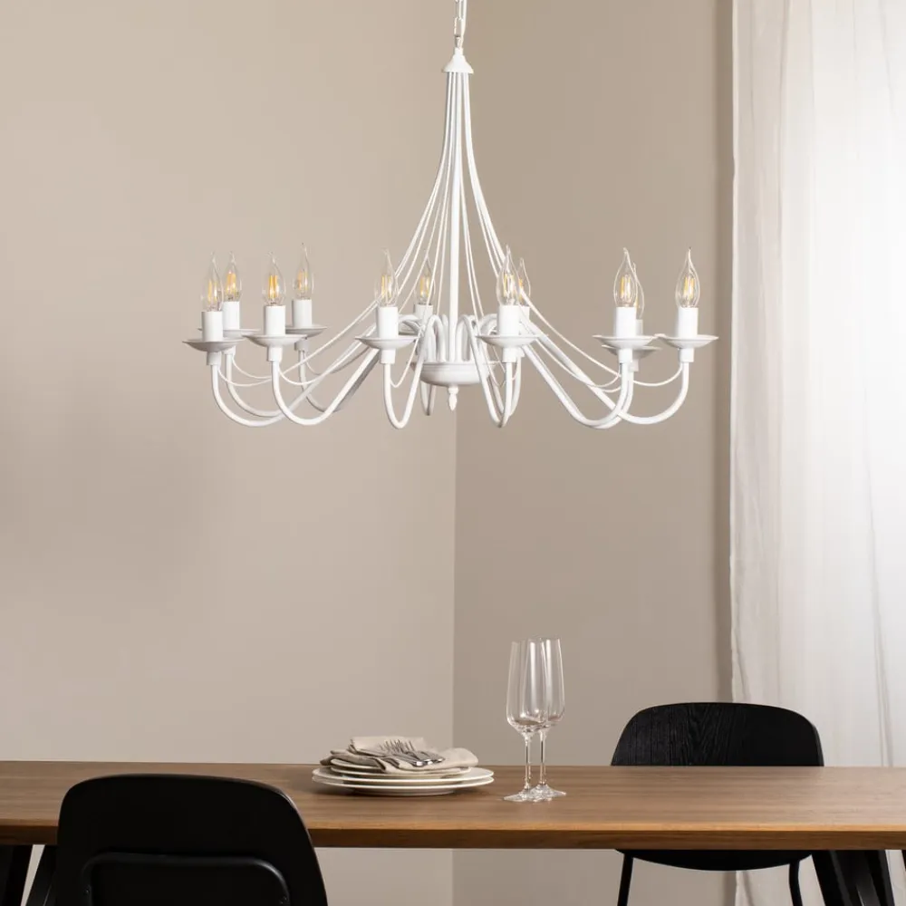 ALDEX Lysekrone Rosa, hvid, 12 lyskilder, metal