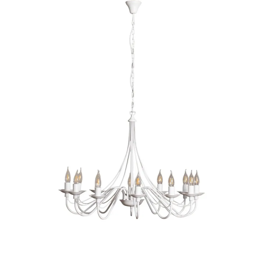 ALDEX Lysekrone Rosa, hvid, 12 lyskilder, metal