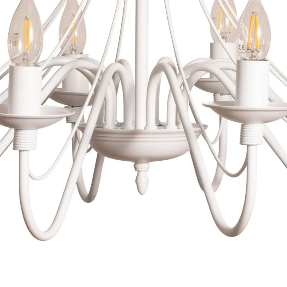 ALDEX Lysekrone Rosa, hvid, 12 lyskilder, metal