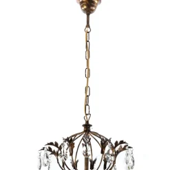 ONLI Lysekrone Teresa, 12 lyskilder, bronzefarvet, krystal