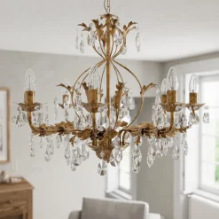 ONLI Lysekrone Teresa, bronze, krystal, Ø 70 cm, 8 lys