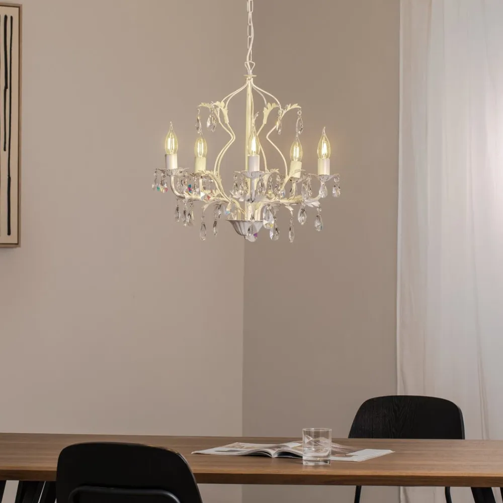 Lysekrone Teresa, elfenben 5 lyskilder^ONLI Discount