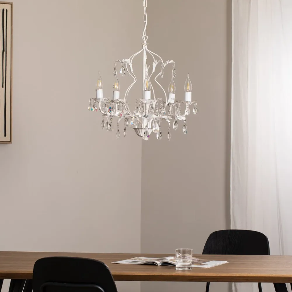 Lysekrone Teresa, elfenben 5 lyskilder^ONLI Discount