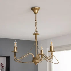 Lysekrone Tori 3, 3 lyskilder, guld^EMIBIG LIGHTING Outlet