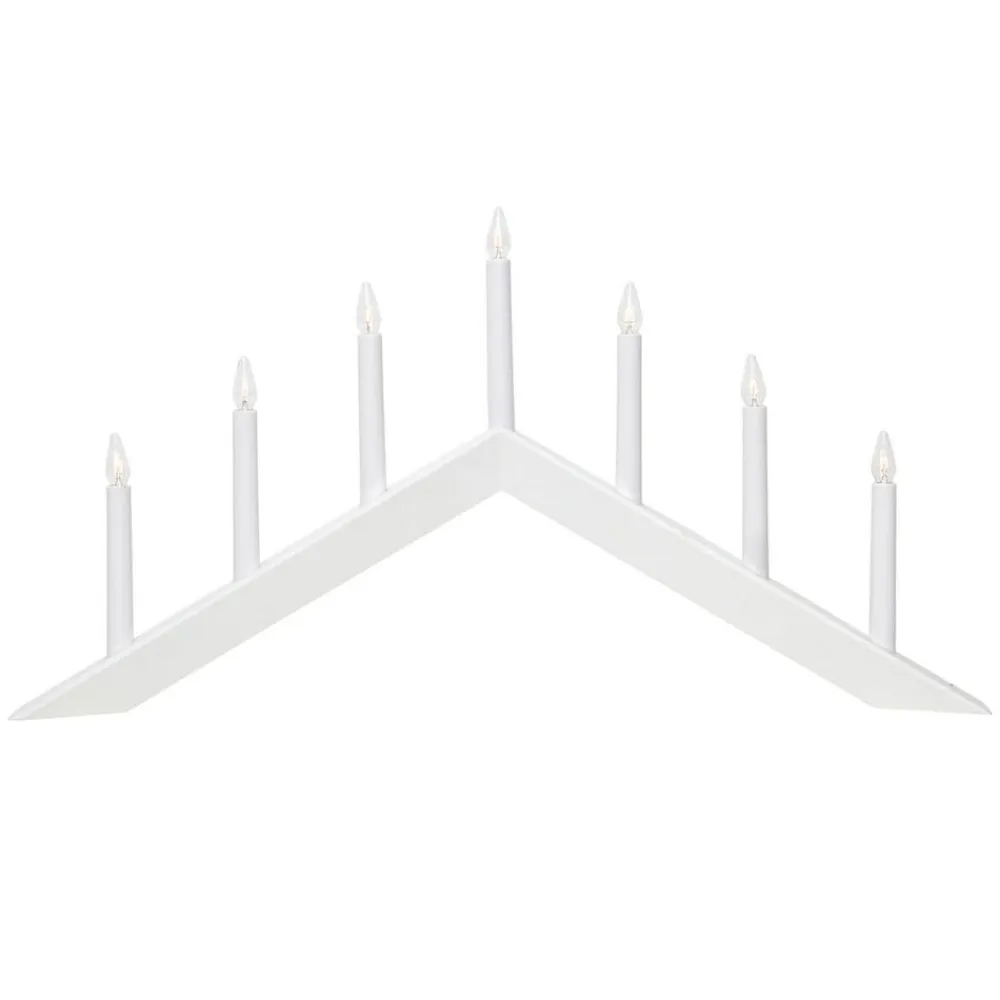 STAR TRADING Lysestage Arrow, flad, 7-flamme, hvid