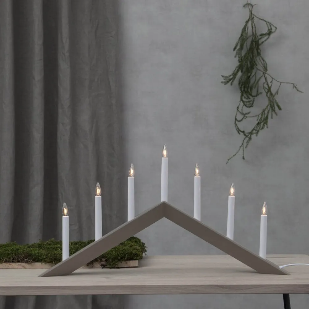 STAR TRADING Lysestage Arrow, flad, 7-flamme, grå