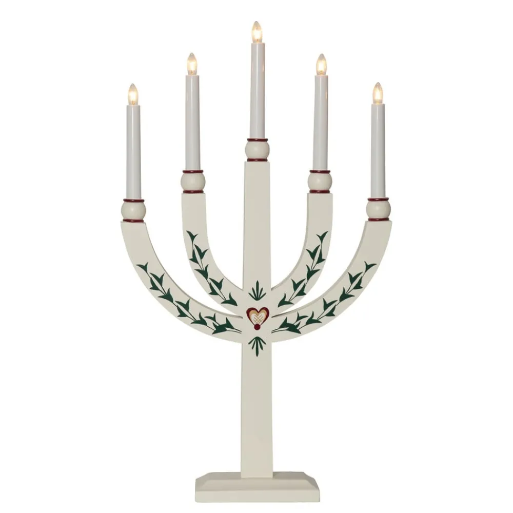 STAR TRADING Lysestage Elias Tradition femflammet hvid