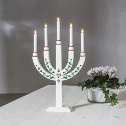 STAR TRADING Lysestage Elias Tradition femflammet hvid