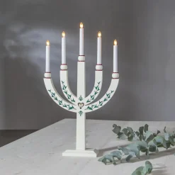 STAR TRADING Lysestage Elias Tradition femflammet hvid