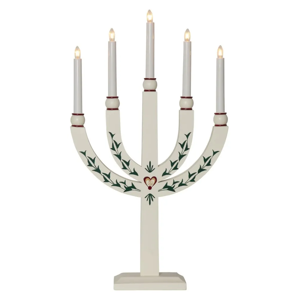 STAR TRADING Lysestage Elias Tradition femflammet hvid