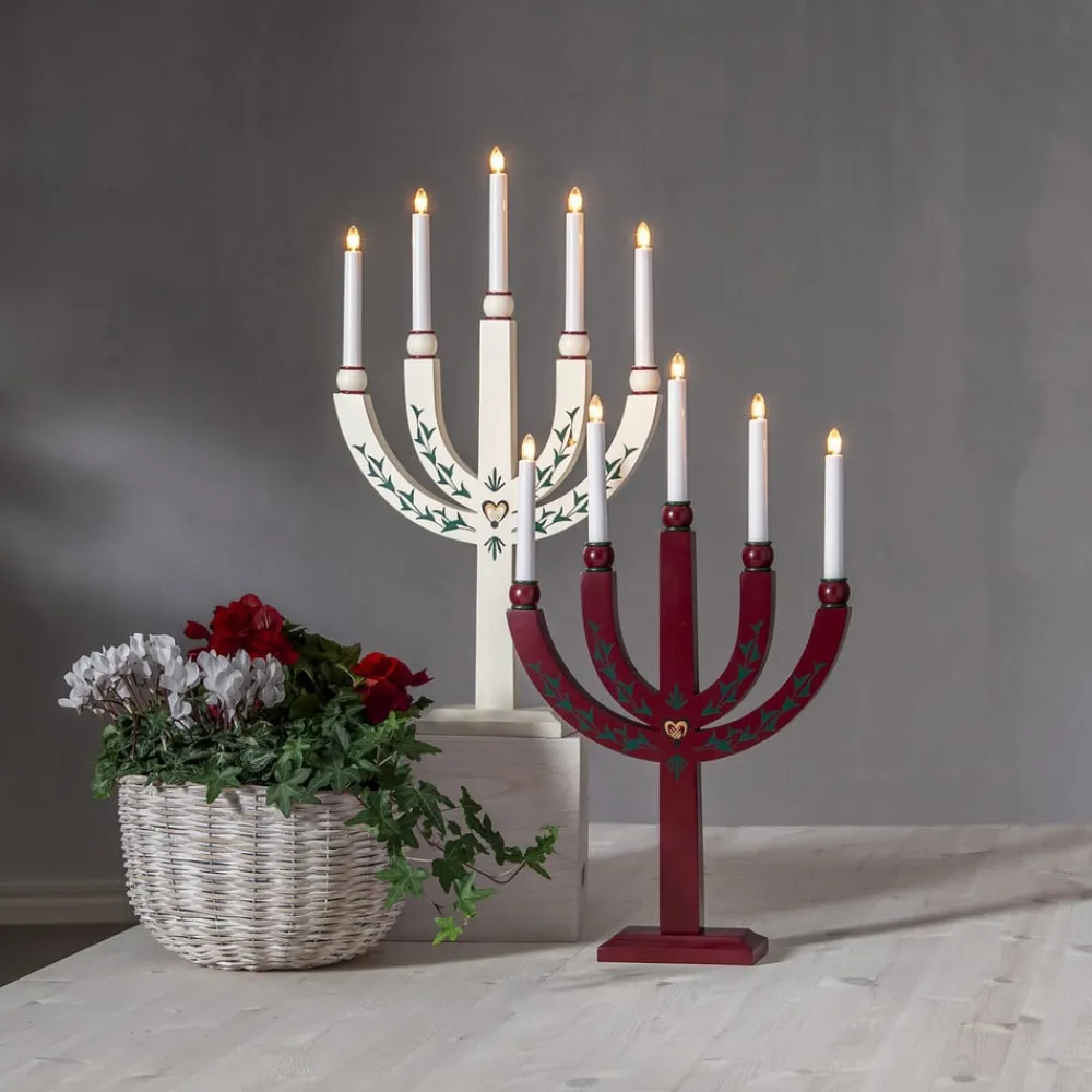 STAR TRADING Lysestage Elias Tradition femflammet hvid