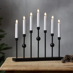 STAR TRADING Julepynt|Vinduesdekoration>Lysestage Gustav, sort metal højde 37 cm 7 lyskilder