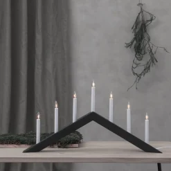 Lysestage Pil, flad, 7-flamme, sort^STAR TRADING New