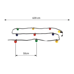 Lyskæde Nirvana, 10 lyskilder, farverig, plast, IP44^Globo Sale