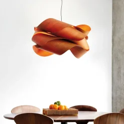 LZF LAMPS Pendellamper>LZF Link hængelampe, Ø 46 cm, kirsebærtræ natur