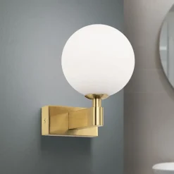 Mara væglampe, messingfarvet, glas, 17,5 cm høj, G9, IP44^ORION Clearance