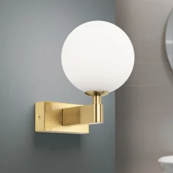 Mara væglampe, messingfarvet, glas, 17,5 cm høj, G9, IP44^ORION Clearance