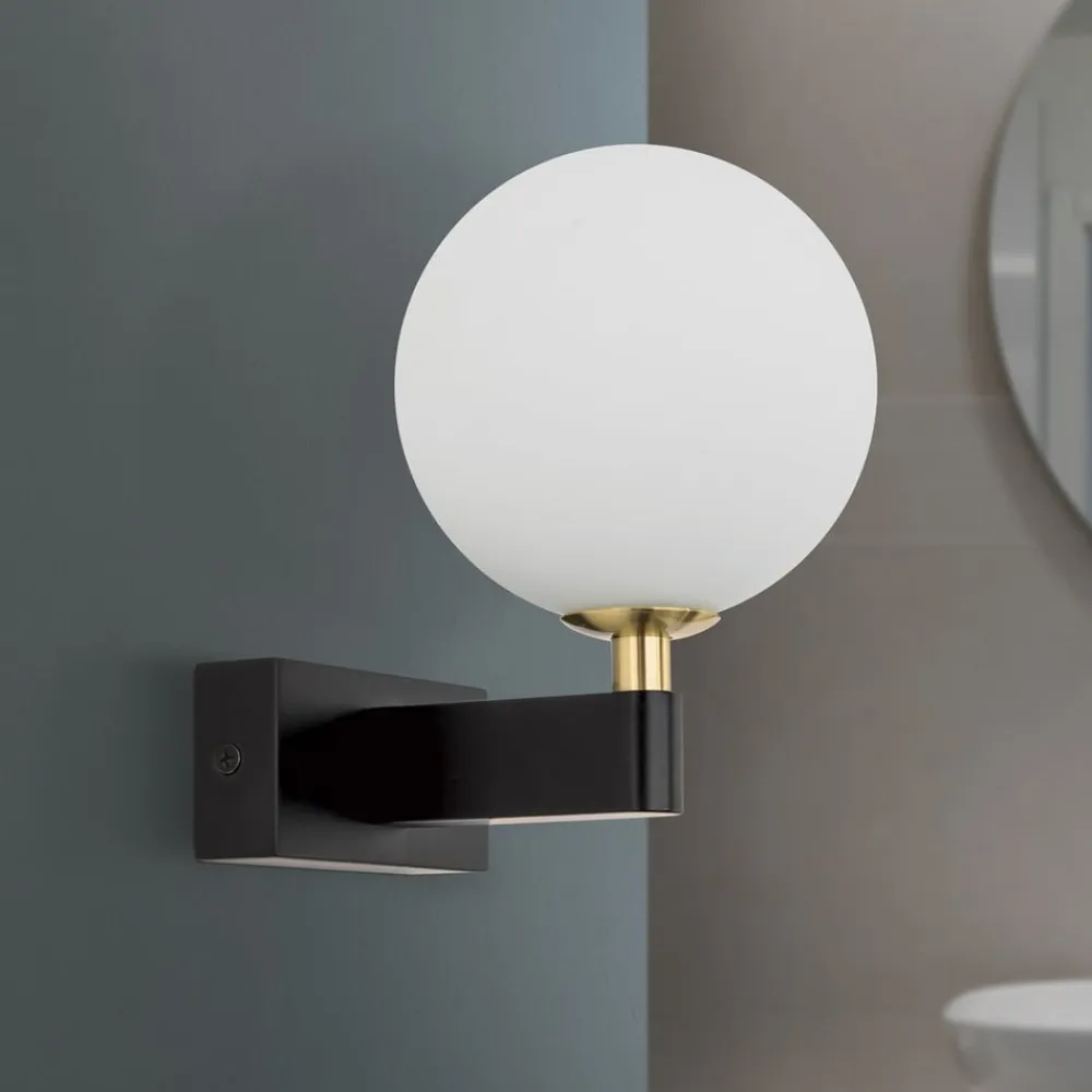 Mara væglampe, sort, glas, 17,5 cm høj, G9, IP44^ORION Sale