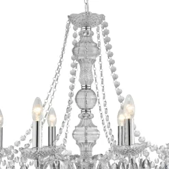 Searchlight Marie Therese lysekrone, krom, 8 lyskilder