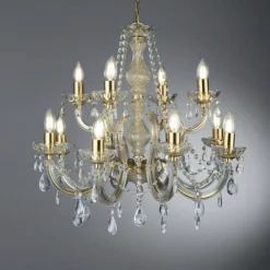 Searchlight MARIE THERESE lysekrone m. 12 pærer, messing