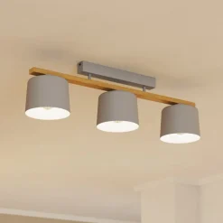 EGLO Loftlamper>Mariel 3-lys loftslampe lysegrå naturtræ