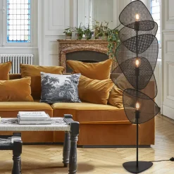 Gulvlampe Screen, sort, rattan, 179 cm høj^MARKET SET Outlet