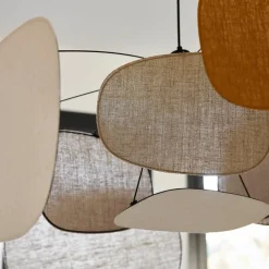 MARKET SET Hængelampe Screen 70's, Ø 110 cm, hør, farvet