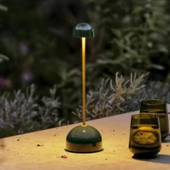 LED-batteridrevet bordlampe Sips, grøn/guld, 31 cm, stål^MARSET