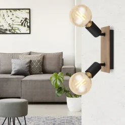 Martha loftspot med træplade, 2 lyskilder^Globo Hot