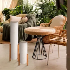 Matilda gulvlampe med stofskærm i hør-look^Näve Hot