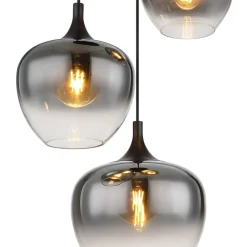 Maxy hængelampe, Ø 48 cm, røggrå, glas, 3 lyskilder.^Globo Outlet