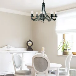 Searchlight Lysekroner>Maypole lysekrone, mat sort, 8 lyskilder