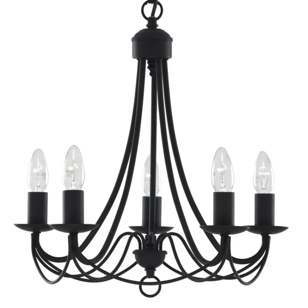 Searchlight Lysekroner>Maypole lysekrone, mat sort, 5 lyskilder