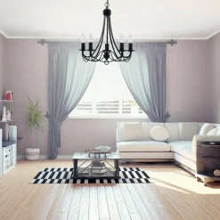 Searchlight Lysekroner>Maypole lysekrone, mat sort, 5 lyskilder