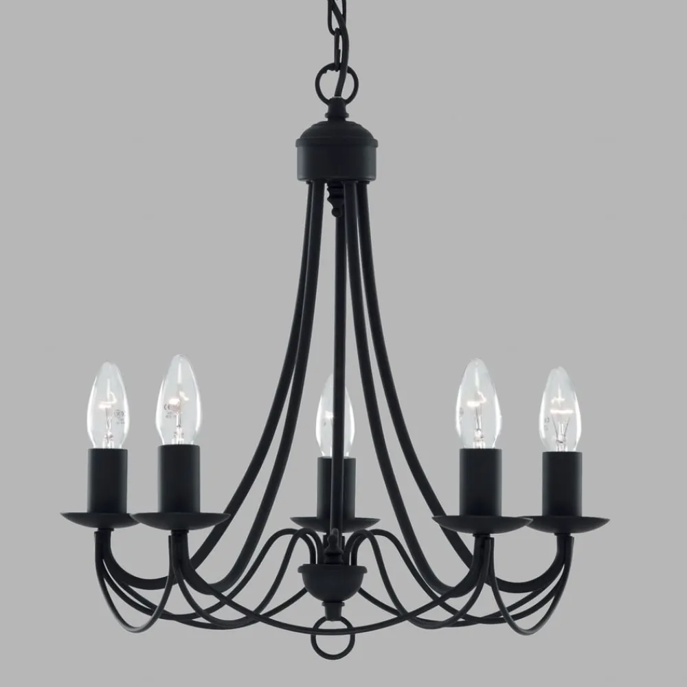 Searchlight Lysekroner>Maypole lysekrone, mat sort, 5 lyskilder