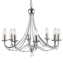 Searchlight Lysekroner>Maypole lysekrone, satineret sølv, 8 lyskilder