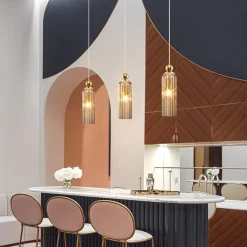 Maytoni Antic hængelampe, glasskærm i cognac