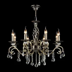 Maytoni Grace lysekrone, 8 lyskilder, messing/hvid