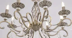 Maytoni Grace lysekrone, 8 lyskilder, messing/hvid