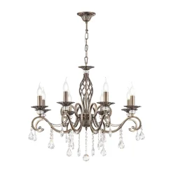 Maytoni Grace lysekrone, 8 lyskilder, messing/hvid