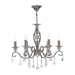 Grace lysekrone, 6 lyskilder, messing/hvid^Maytoni Best