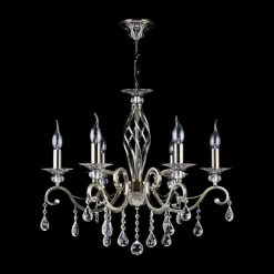 Grace lysekrone, 6 lyskilder, messing/hvid^Maytoni Best