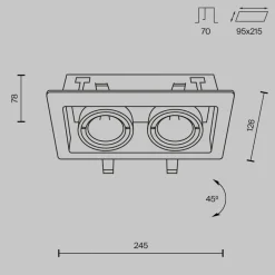 indbygningslampe i metal, sort, 25 x 13 cm, 2 lyskilder^Maytoni New