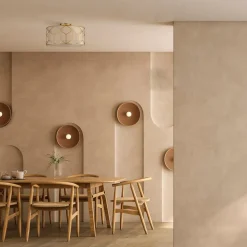 Maytoni loftlampe Messina, Ø 43 cm, beige, linned